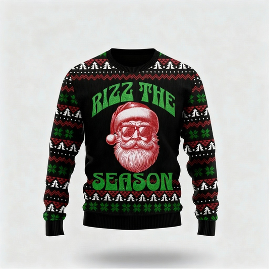 Artistic Santa Claus Print - Classic Holiday Motif Ugly Sweater