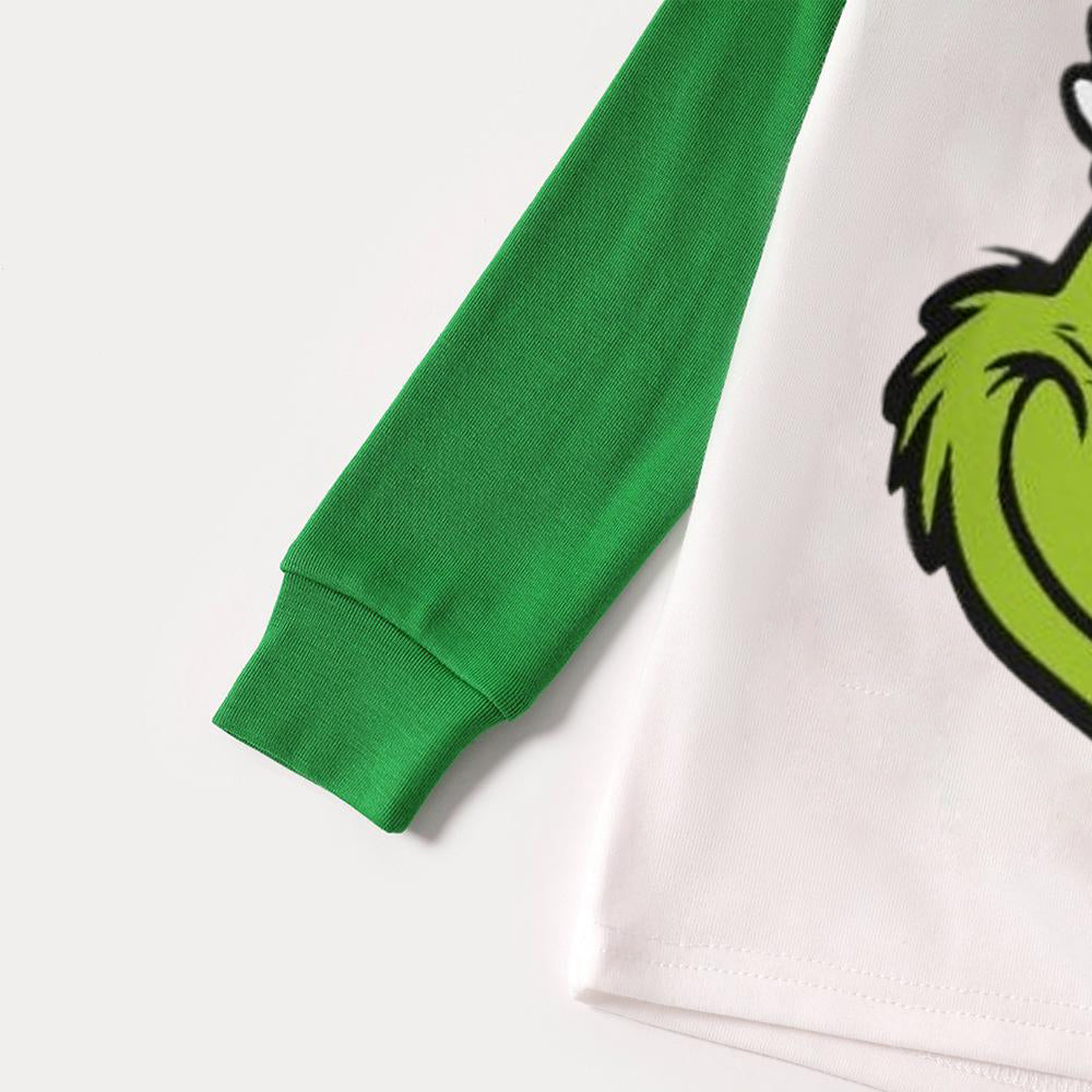 Christmas Smile Cartoon Print Family Matching Raglan Long-sleeve Pajamas Sets
