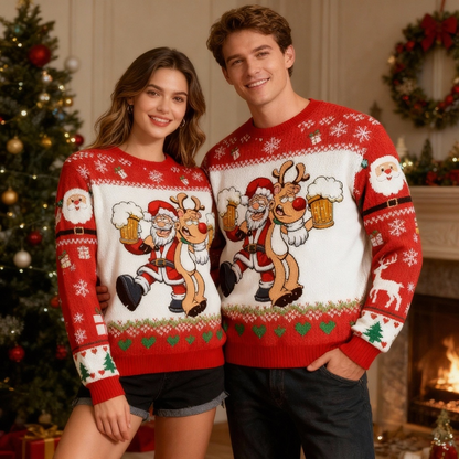 Joyful Santa Pattern Ugly Sweater - Unisex Christmas Party Essential