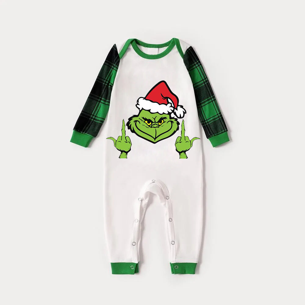 Christmas Hat Cartoon Print Family Matching Raglan Long-sleeve Pajamas Sets