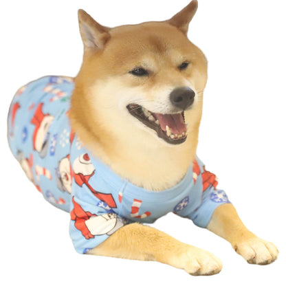 Christmas Snowman Snow and Candy Bar Print Pet Winter Outfits Dog Clothes