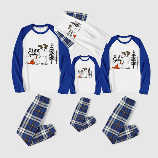 Let it Snow Plaid Family Pajamas - Blue Check