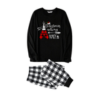 "Christmas With My Tribe" Pattern Printed- Black and White Plaid Family Matching Pajamas