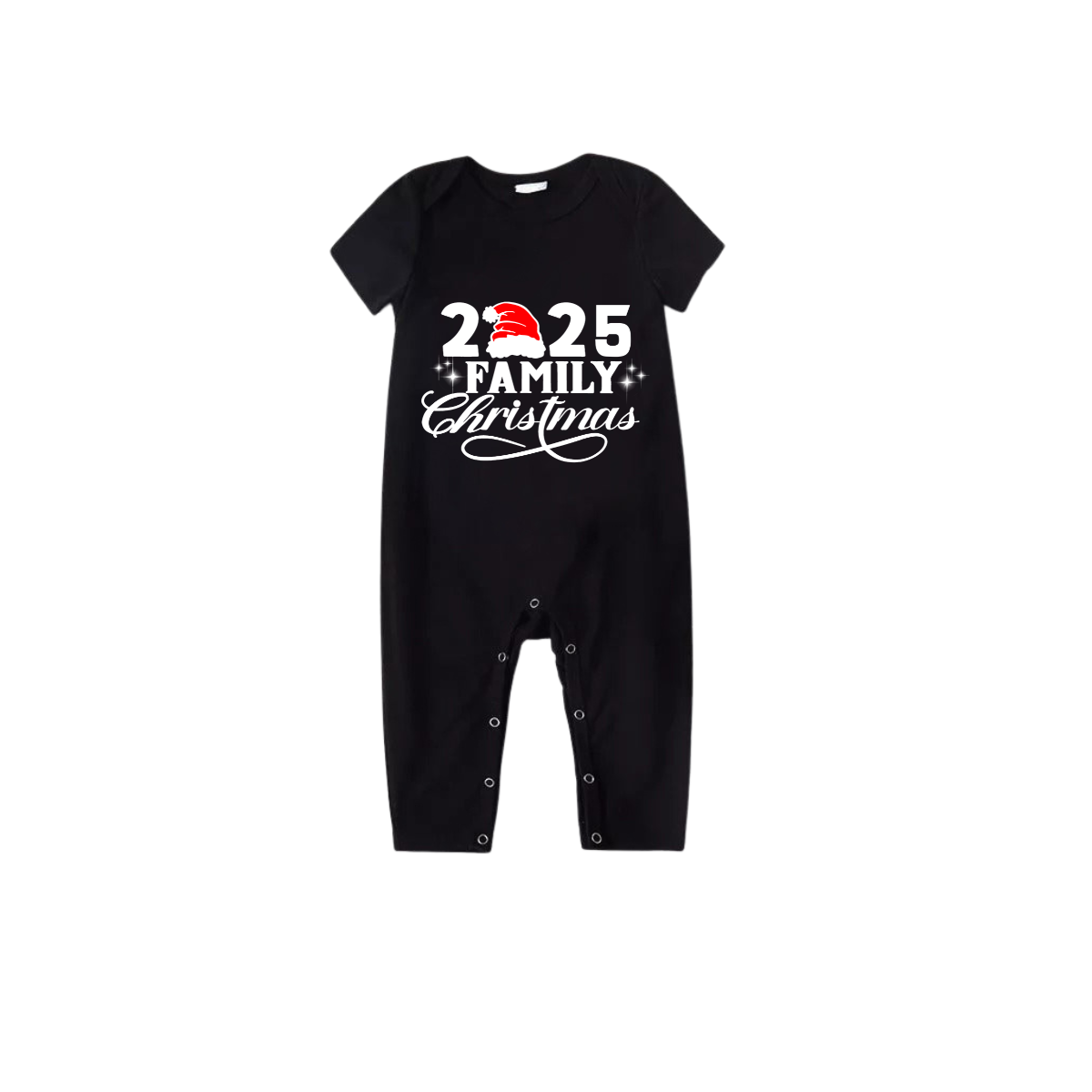 "2025 Family Christmas" Letter Print Black Short Sleeve with Red & Black Plaid Pant Family Matching Pajamas