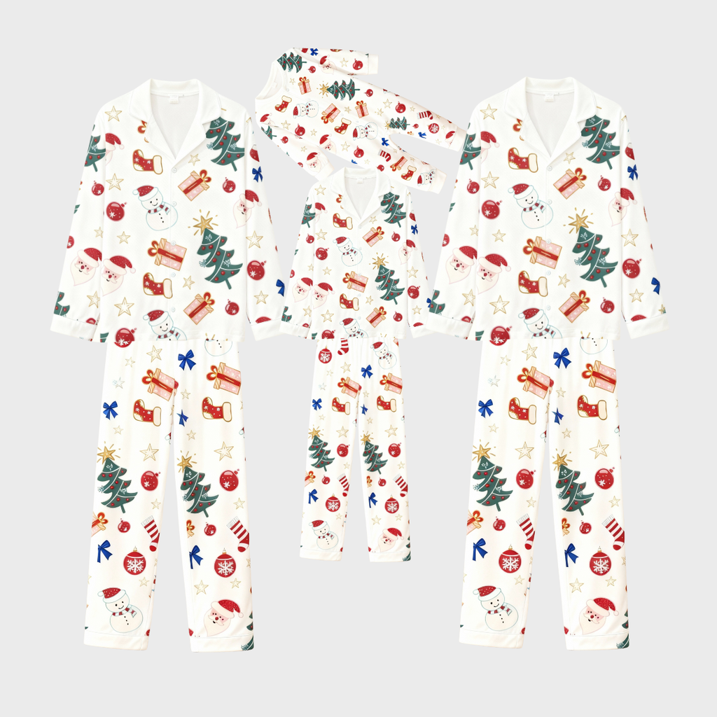 Christmas Collar Button-Up Pajama Set for Family