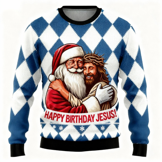 Ugly Christmas Sweater Party 2025 | Santa & Jesus Pattern Edition