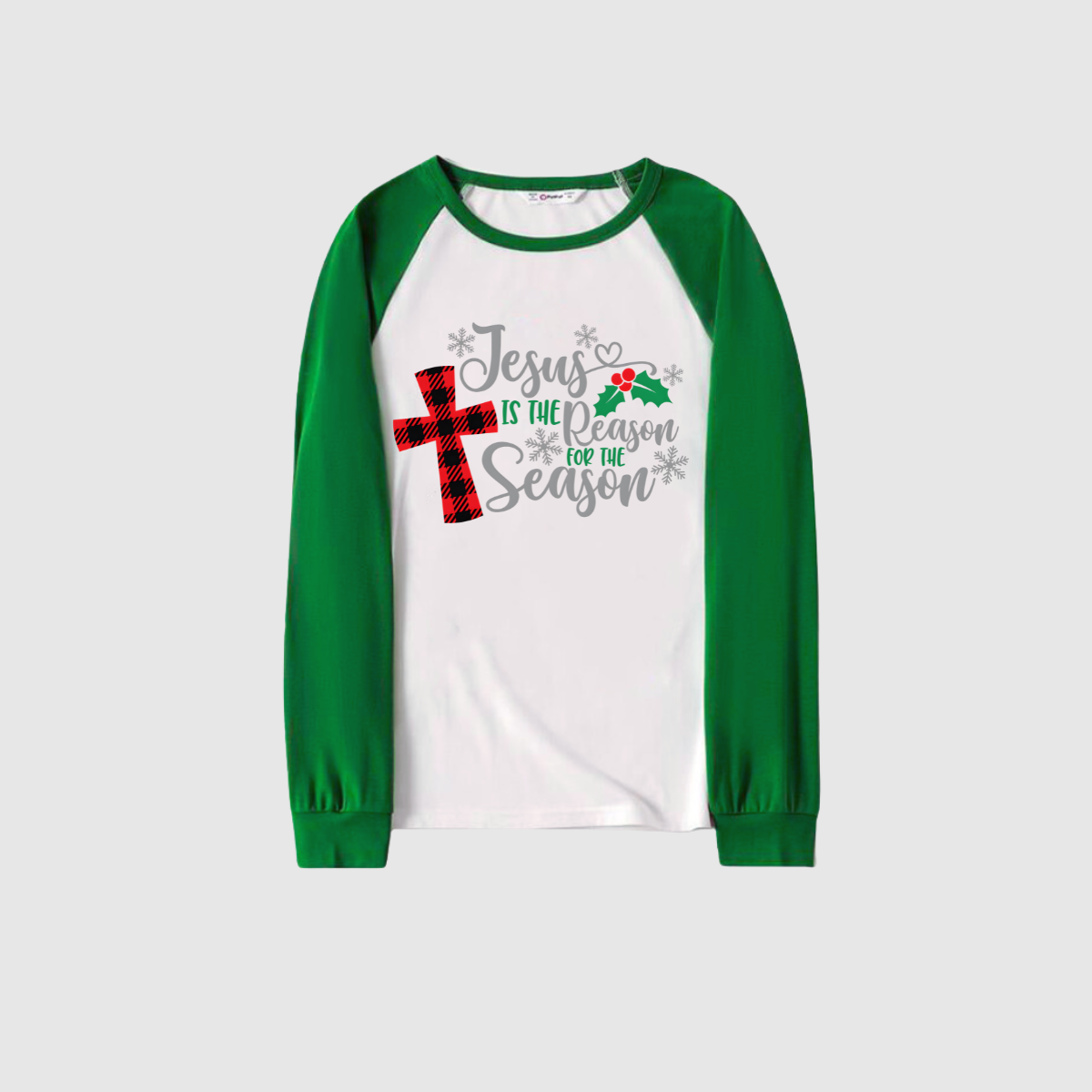 Jesus Reason Christmas Pajamas - Green & Santa Print