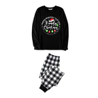 "MAKING MEMORIES TOGETHER FAMILY CHRISTMAS 2025" Text Pattern - Black Long Sleeve Top with Black And White Plaid Pants Family Matching Pajamas