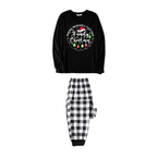"MAKING MEMORIES TOGETHER FAMILY CHRISTMAS 2025" Text Pattern - Black Long Sleeve Top with Black And White Plaid Pants Family Matching Pajamas