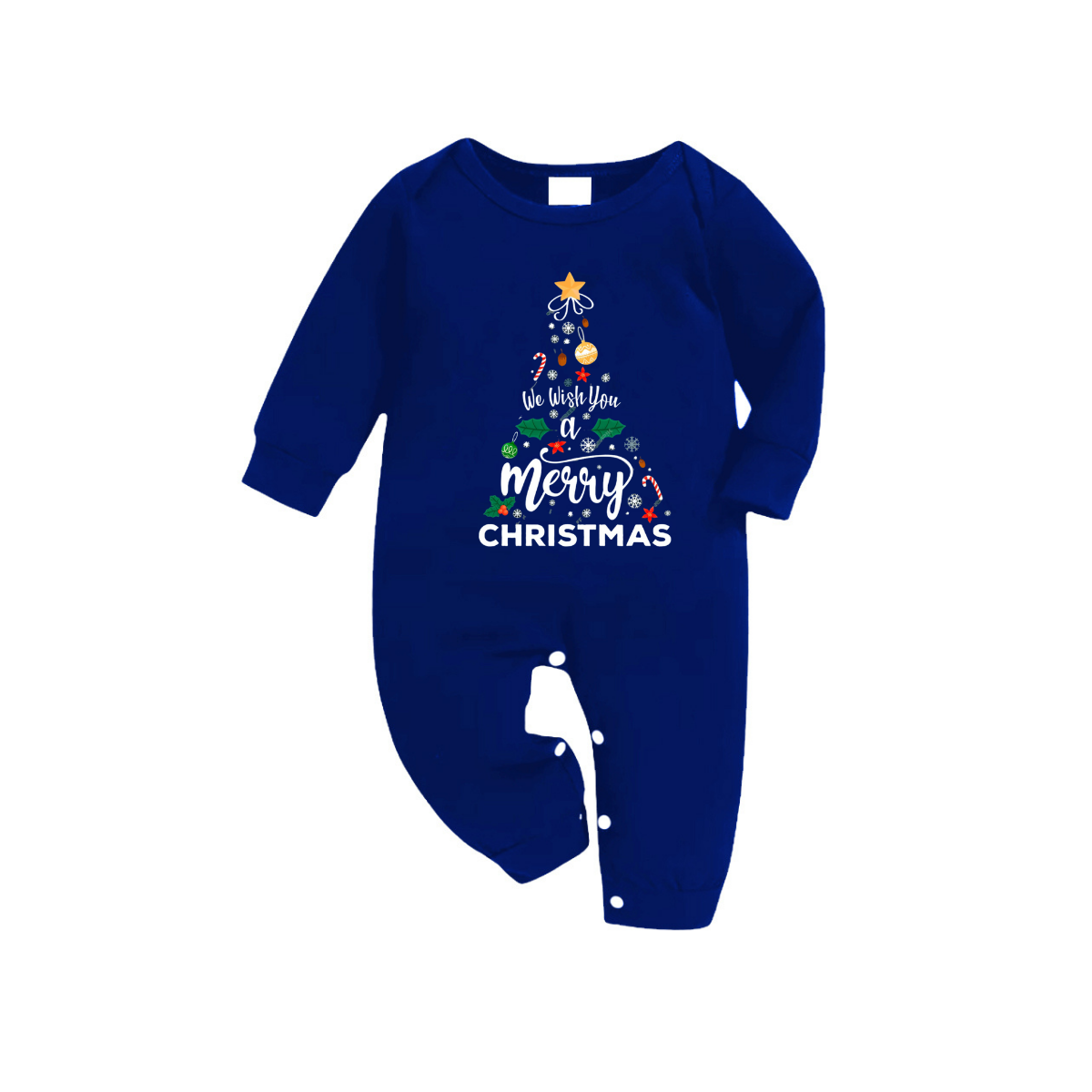 "We Wish You a Merry Christmas" Printed Blue and White Plaid Family Matching Pajamas