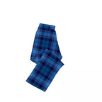 Christmas Hat and 'Believe“ Letter Print Patterned Blue Sleeve Contrast Tops and Blue Plaid Pants Family Matching Pajamas Sets With Dog Bandan