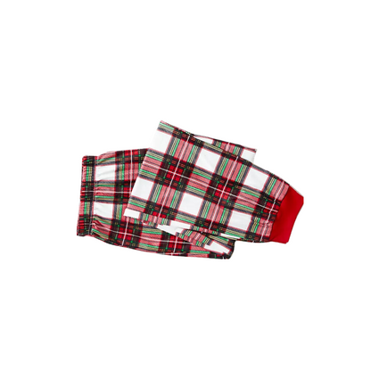 Christmas "We are Family" Text Print Black Long Sleeve Top with Red & White & Green Plaid Family Matching Pajamas