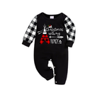"Christmas With My Tribe" Pattern Printed- Black and White Plaid Family Matching Pajamas