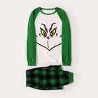 Christmas Cartoon Face Print Family Matching Raglan Long-sleeve Pajamas Sets