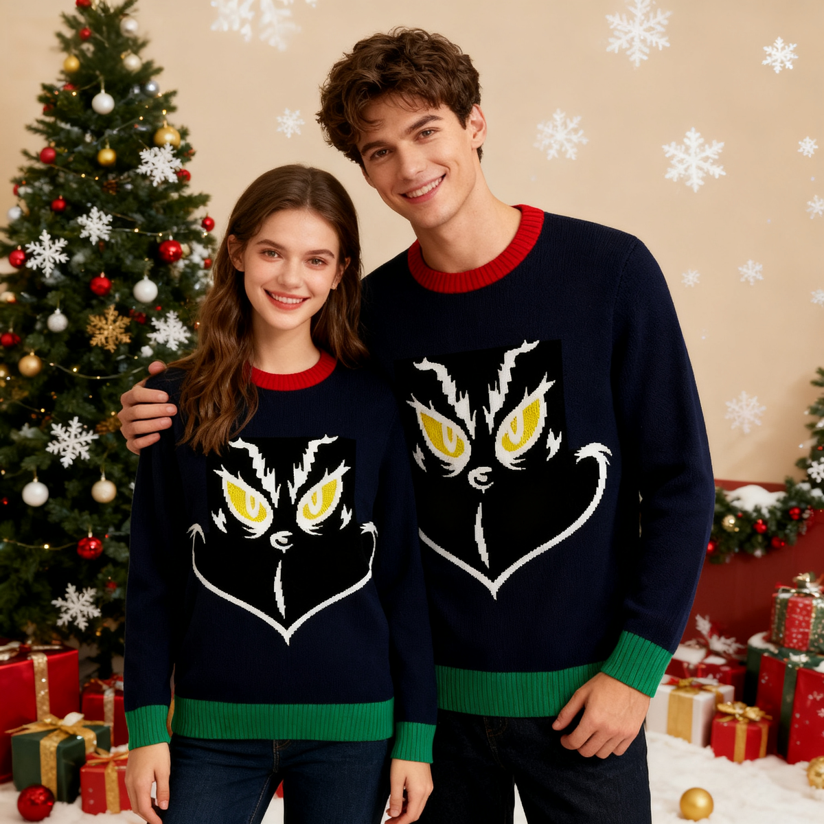 Cartoon Pattern Print Holiday Sweater - Intentional Festive Quirk