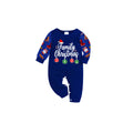 Family Christmas 2026 Pajamas Set - Blue Top / Santa Print Pants