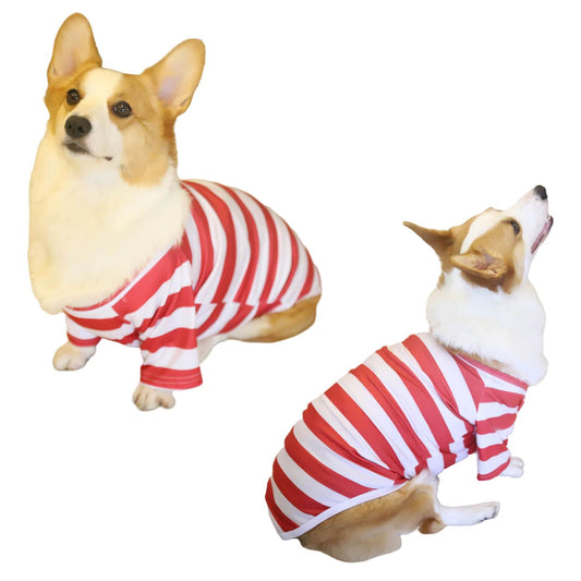 Merry Christmas Red&White Striped Pet Clothes Pet Christmas Outfits