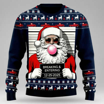 Loud, Proud & Unmissable: Funny Santa Print Ugly Christmas Sweater