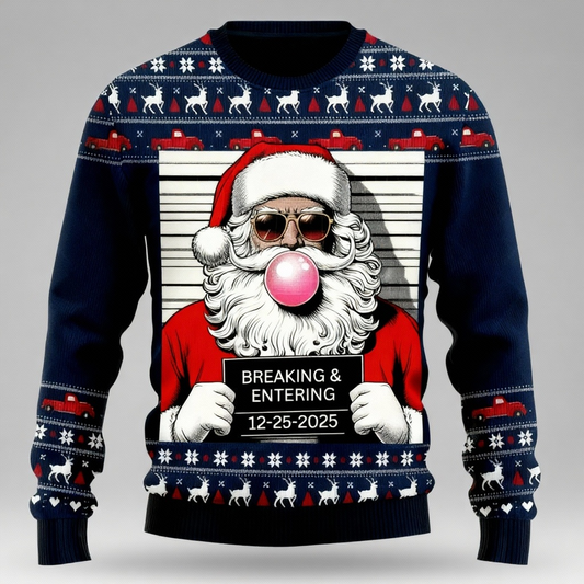 Loud, Proud & Unmissable: Funny Santa Print Ugly Christmas Sweater