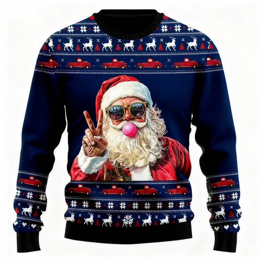 Loud, Proud & Unmissable: Santa Print Ugly Christmas Sweater
