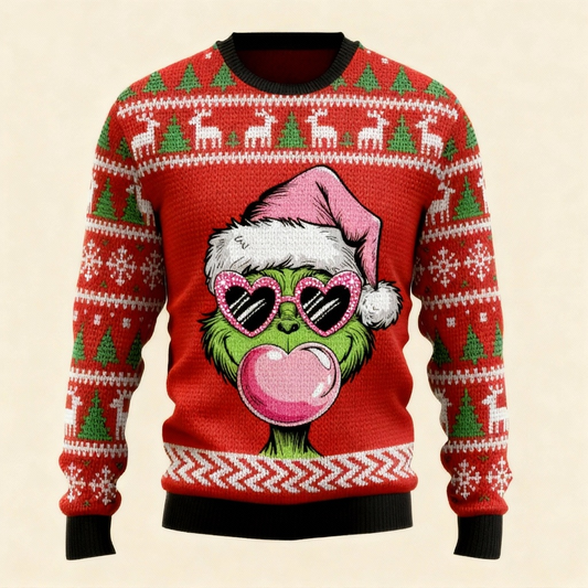 Zany Xmas Pattern Print Sweater - Ugly & Cozy Unisex Pullover