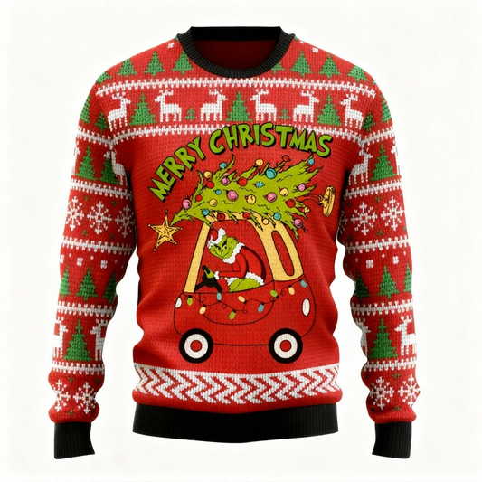 Wacky Xmas Pattern Print Sweater - Ugly & Cozy Unisex Pullover