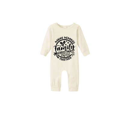 Green Cute Deer Print Christmas Pajamas Set With "Making Memories Together Family Christmas 2025 " Text Print