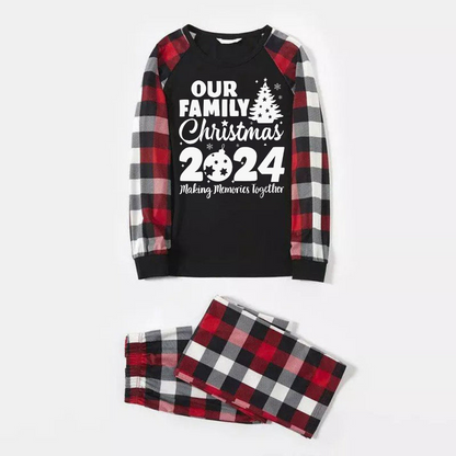Christmas Matching Family Pajamas Christmas Letter and Tent Print Black White Plaids Pajamas Set