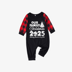Arrive in 3-5 days - Christmas Tree & "2025 Making Memories Together" Patterned Contrast top and Black & Red Plaid Pants Family Matching Pajamas Set