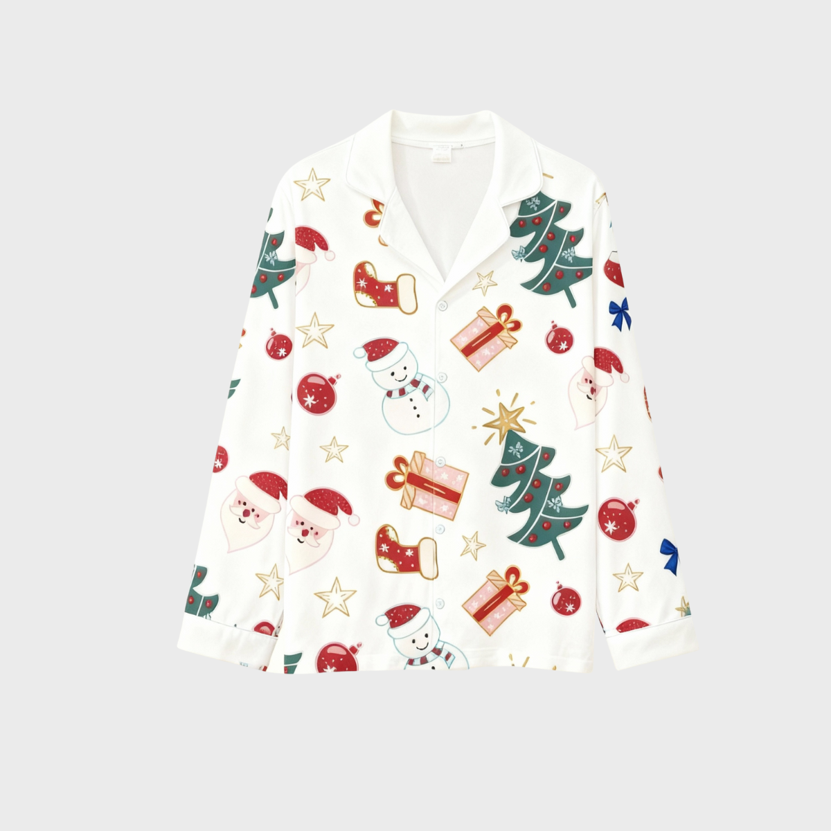 Christmas Collar Button-Up Pajama Set for Couple