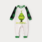 Christmas Cute Cartoon And 'Ew.People...' Letter Print Family Matching Raglan Long-sleeve Pajamas Sets