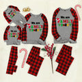 Christmas We are Family 2026 Letter Print Black & Red Plaid Family Matching Grey Pajamas With Dog