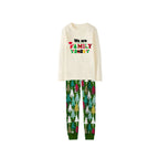 We Are Family 2026 Printed Beige Top And Green Pants Family Matching Christmas Pajamas Sets