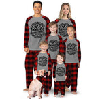 Christmas Make Memories Together 2026 Print  Black & Red Plaid Family Matching Grey Pajamas With Dog bandana