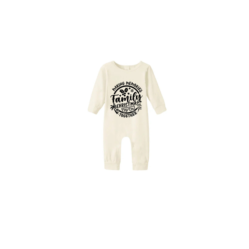 Beige Christmas Pattern Print Christmas Pajamas Set With Family Christmas 2026 Making Memories Together Print