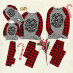 Christmas Make Memories Together 2026 Print  Black & Red Plaid Family Matching Grey Pajamas With Dog bandana