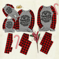Christmas Make Memories Together 2026 Print  Black & Red Plaid Family Matching Grey Pajamas With Dog bandana