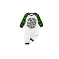 Making Memories Together Family Christmas 2026 Pajamas Set - White Top Green Sleeves Green Plaid Pants Black Text Graphic