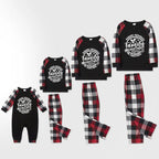 Christmas Make Memories Together 2026 Print Red & Black & Grey & White Plaid Family Matching Pajamas With Dog