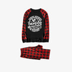 Christmas Make Memories Together 2026 Print Black & Red Plaid Family Matching Black Pajamas With Dog bandana