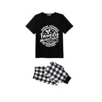 Making Memories Together Family Christmas 2026 Pajamas Set - Black Top Black and White Plaid Pants White Graphic Text