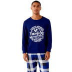 "2026 Family Christmas Making Memories Together" Printed Blue and White Plaid Family Matching Pajamas