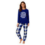 "2026 Family Christmas Making Memories Together" Printed Blue and White Plaid Family Matching Pajamas