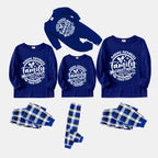 "2026 Family Christmas Making Memories Together" Printed Blue and White Plaid Family Matching Pajamas