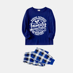 "2026 Family Christmas Making Memories Together" Printed Blue and White Plaid Family Matching Pajamas