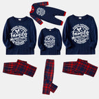 Christmas Make Memories Together 2026 Print Blue Long Sleeve Top with Red & Blue Plaid Family Matching Pajamas