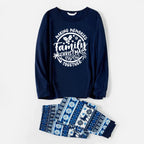 Christmas Make Memories Together 2026 Print Blue Family Matching Pajamas With Dog bandana