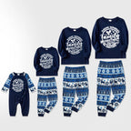 Christmas Make Memories Together 2026 Print Blue Family Matching Pajamas With Dog bandana