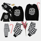 Christmas Make Memories Together 2026 Print Black Long Sleeve Top with Black And White Plaid Pants Family Matching Pajamas