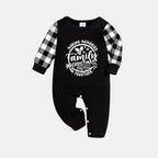 Christmas Make Memories Together 2026 Print Black Long Sleeve Top with Black And White Plaid Pants Family Matching Pajamas